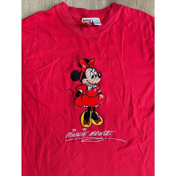 RARE Vintage 90s Mickey Inc Minnie Mouse T-Shirt Short Sleeve Embossed - Picture 3 of 8